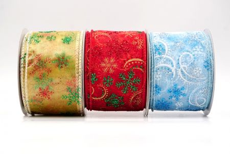 Glitter Snowflake & Swirl Wired Ribbon - Glitter Snowflake & Swirl Wired Ribbon